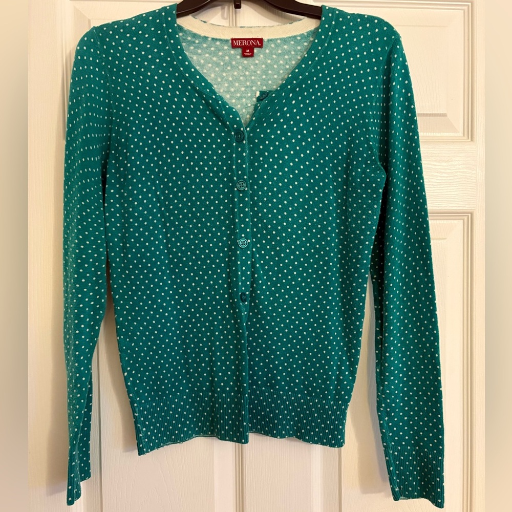 Merona Green Polka Dot Women's Cardigan